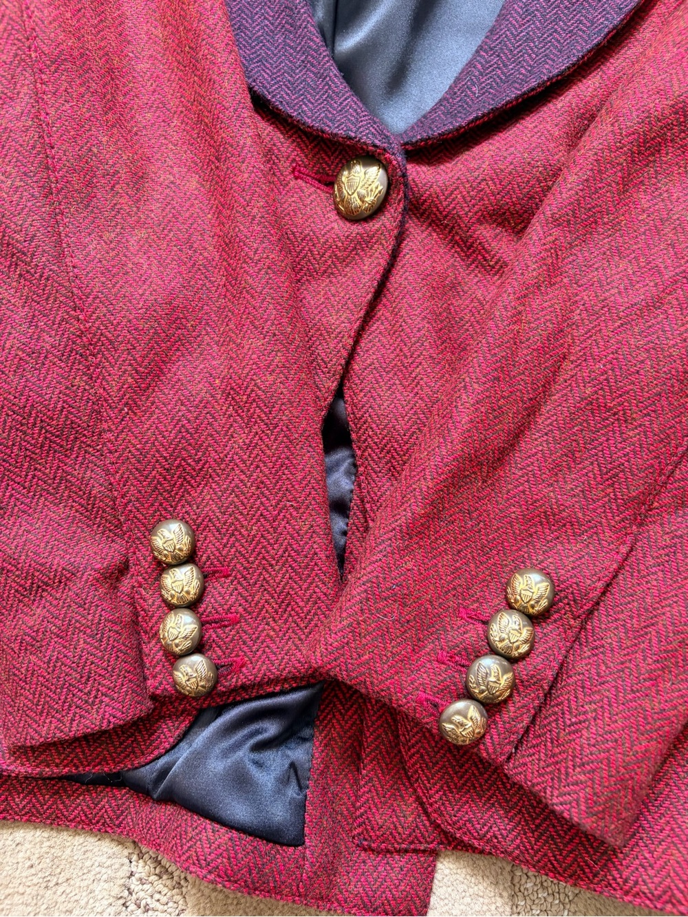 Smythe Red Blazer with Deep Purple Velvet Shawl Collar - Picture 4 of 4